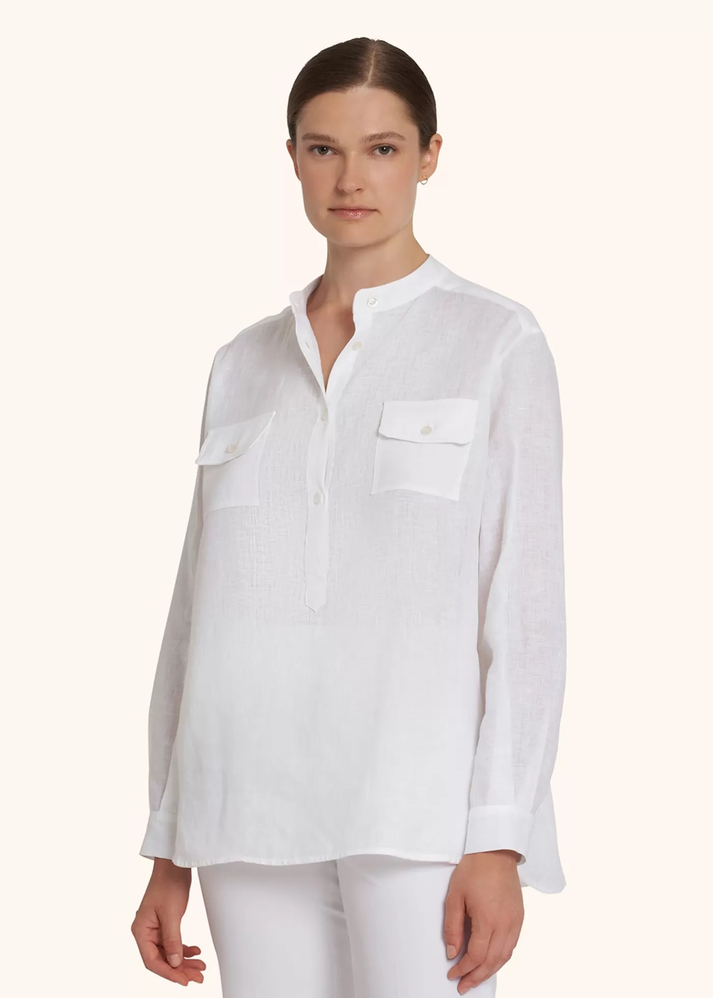 Blusen Und Hemden-Kiton Bluse Leinen Weiss