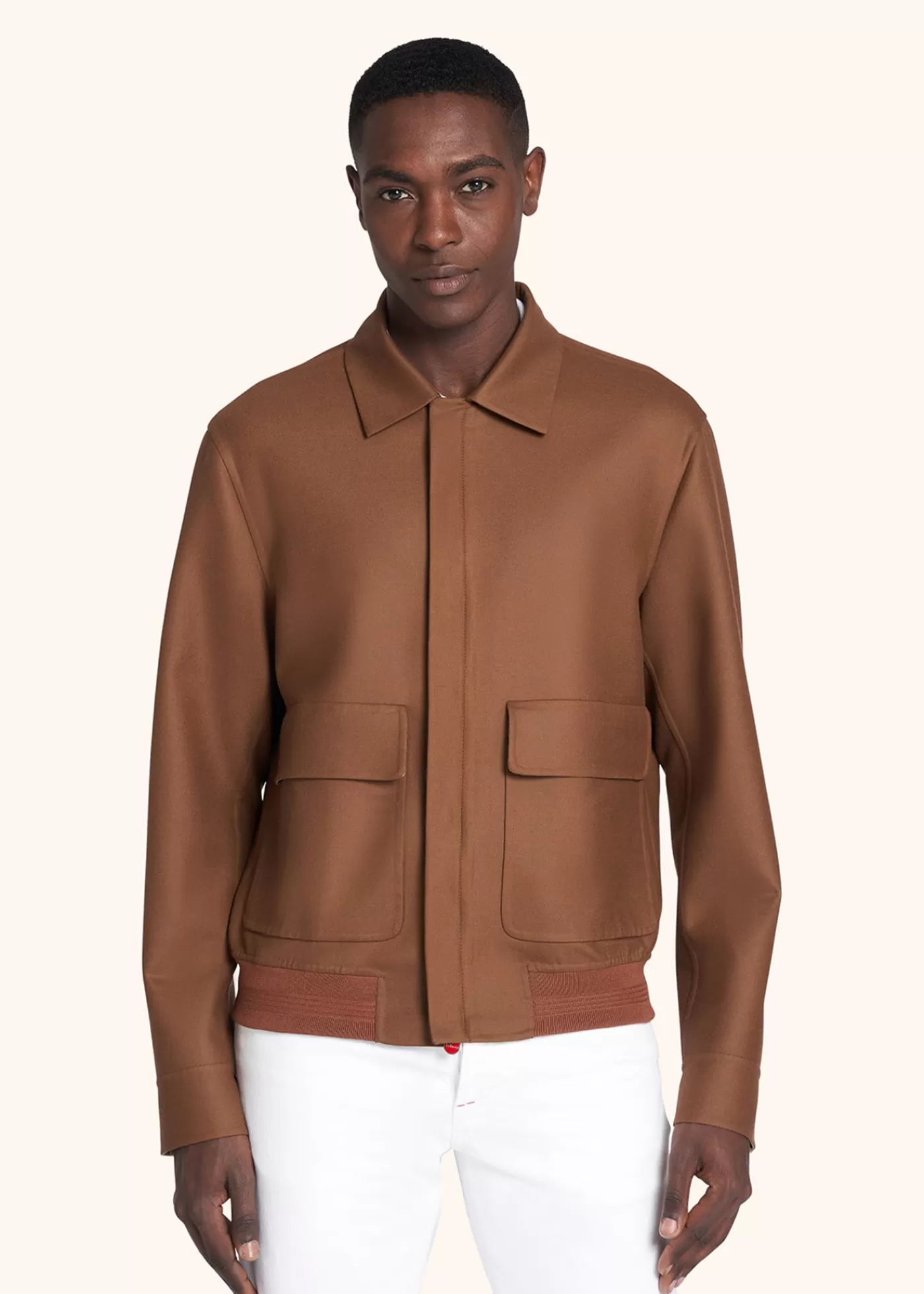 Outerwear-Kiton Jacke Wolle Haselnuss