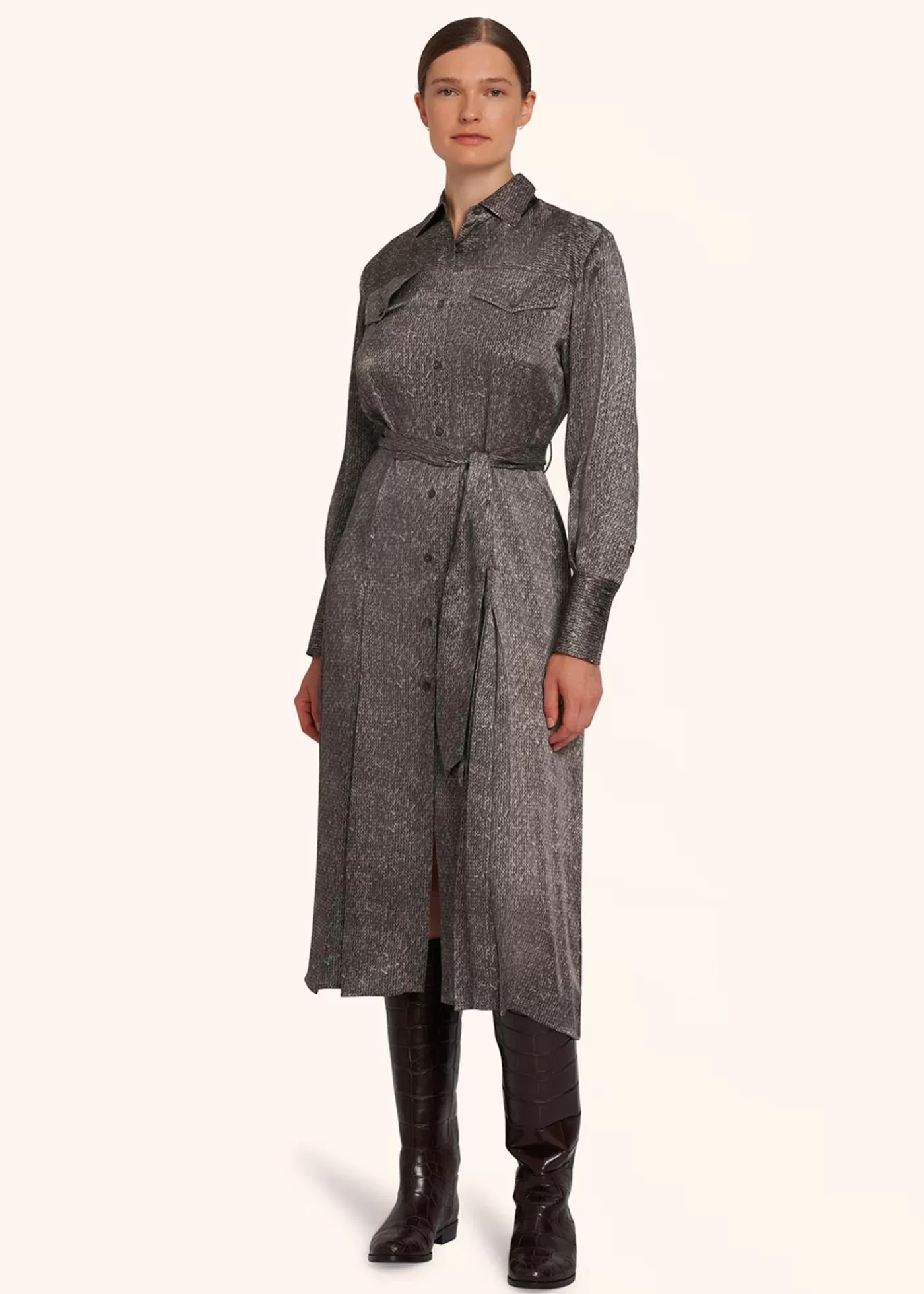 Kleider-Kiton Kleid Seide Mittelgrau