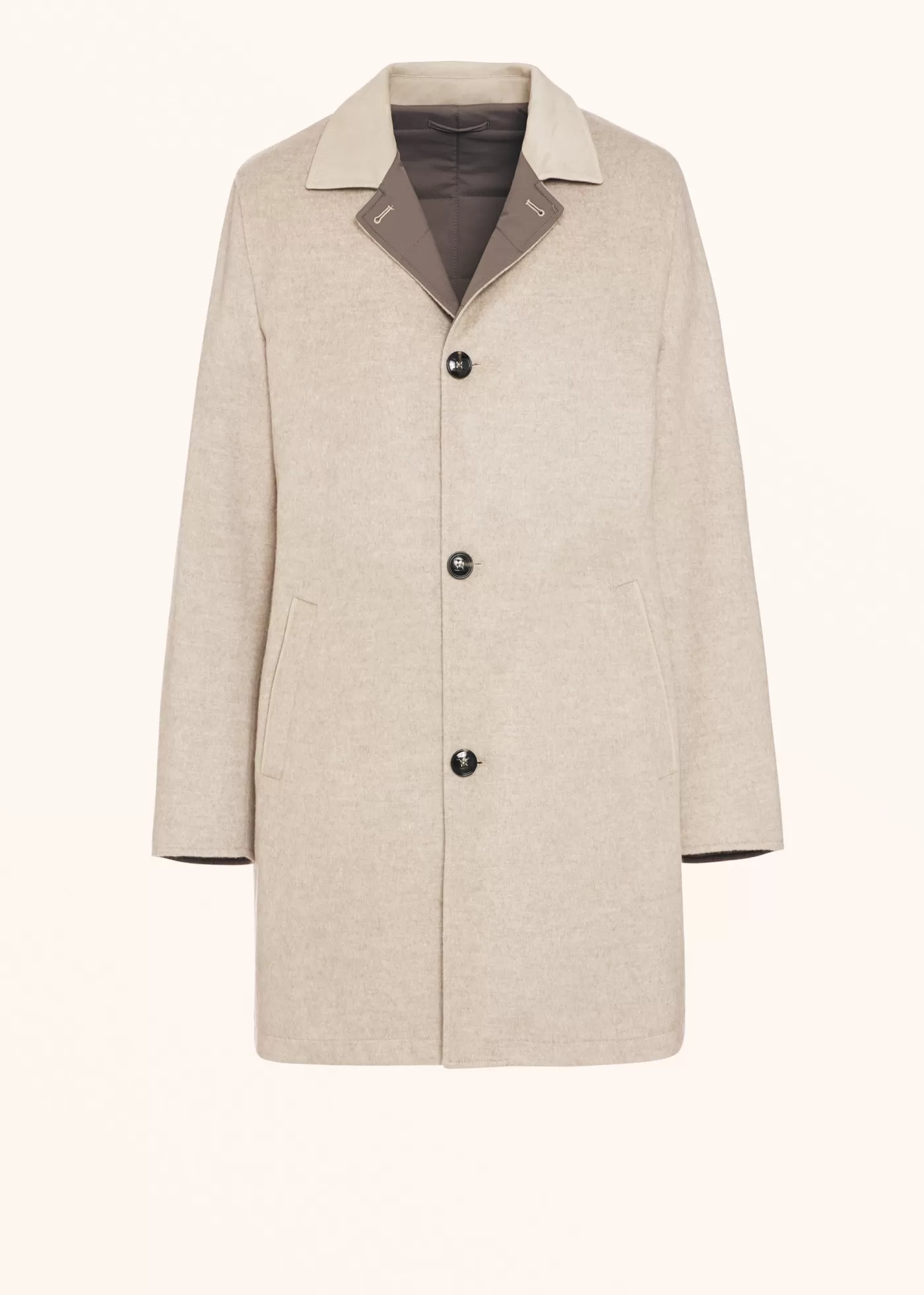 Outerwear-Kiton Mantel Kaschmir Beige