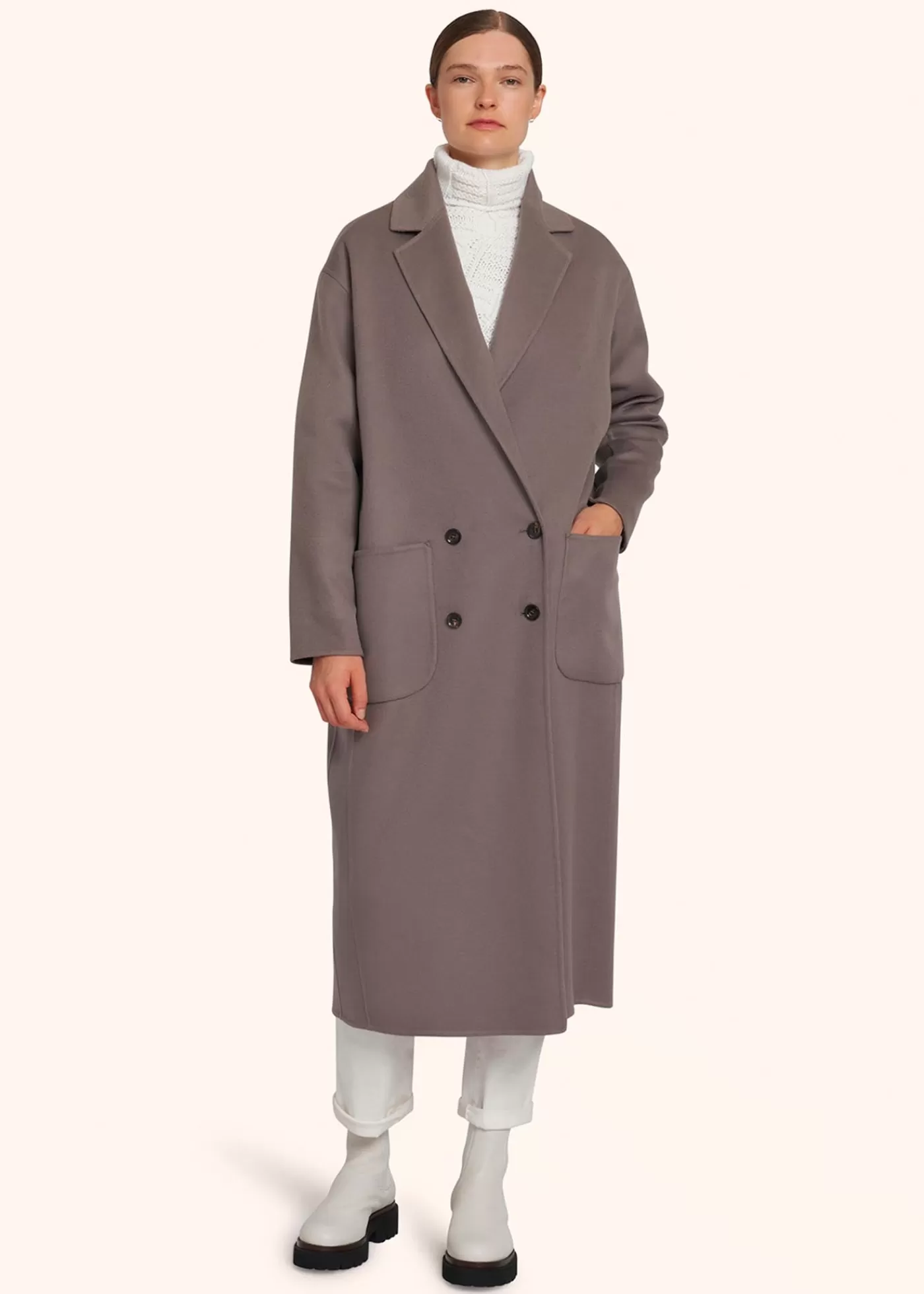 Outerwear-Kiton Mantel Kaschmir Taupe