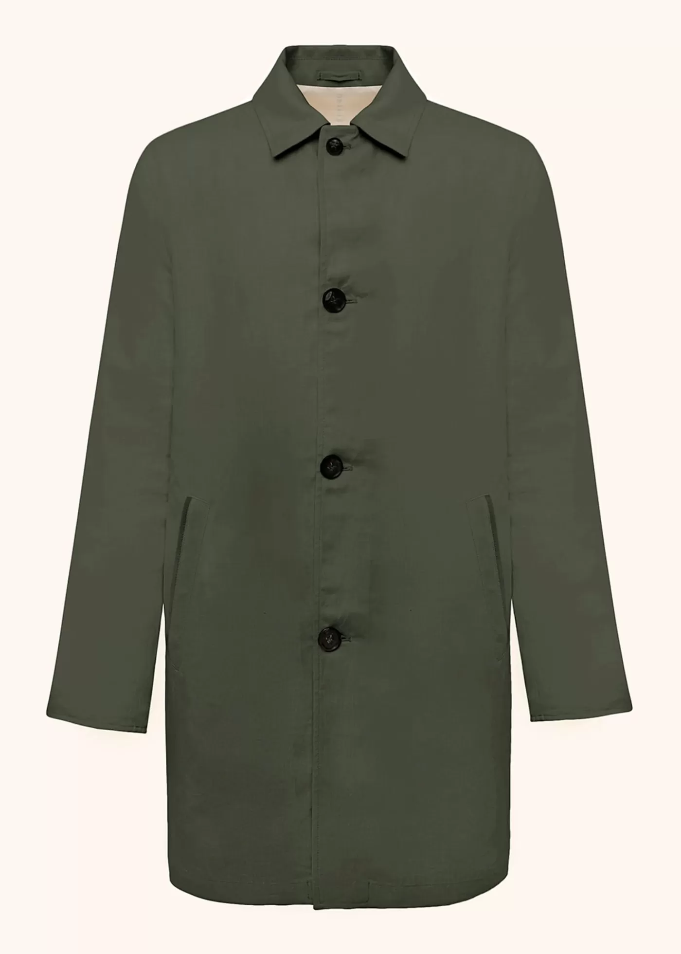 Outerwear-Kiton Mantel Leinen Duneklgruen