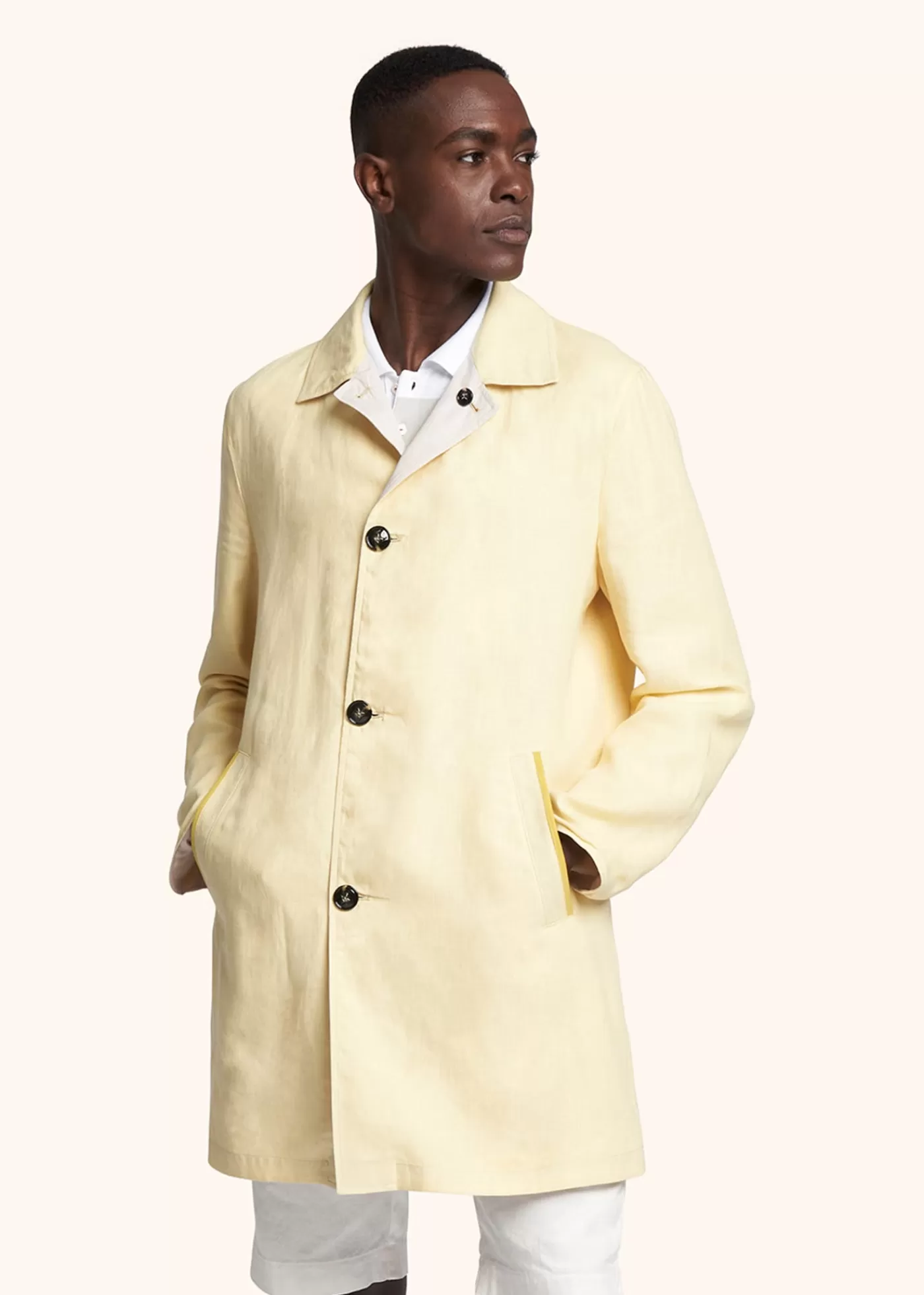 Outerwear-Kiton Mantel Leinen Gelb