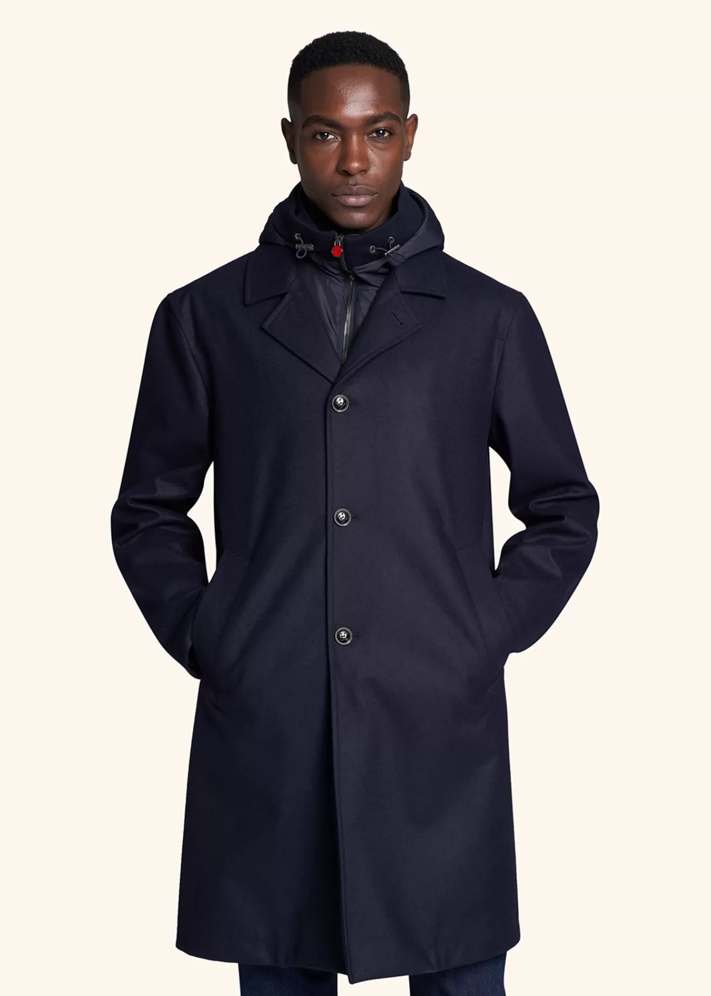 Outerwear-Kiton Mantel Schurwolle Navyblau