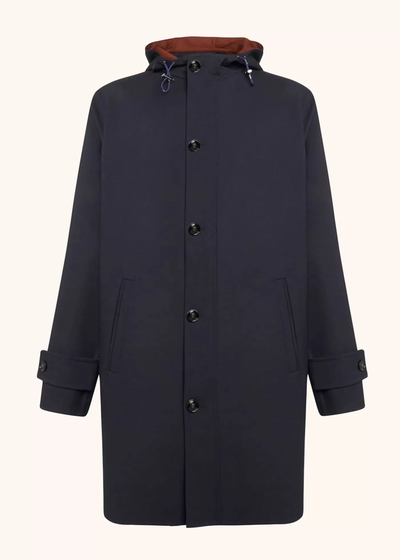 Outerwear-Kiton Mantel Wolle Navyblau