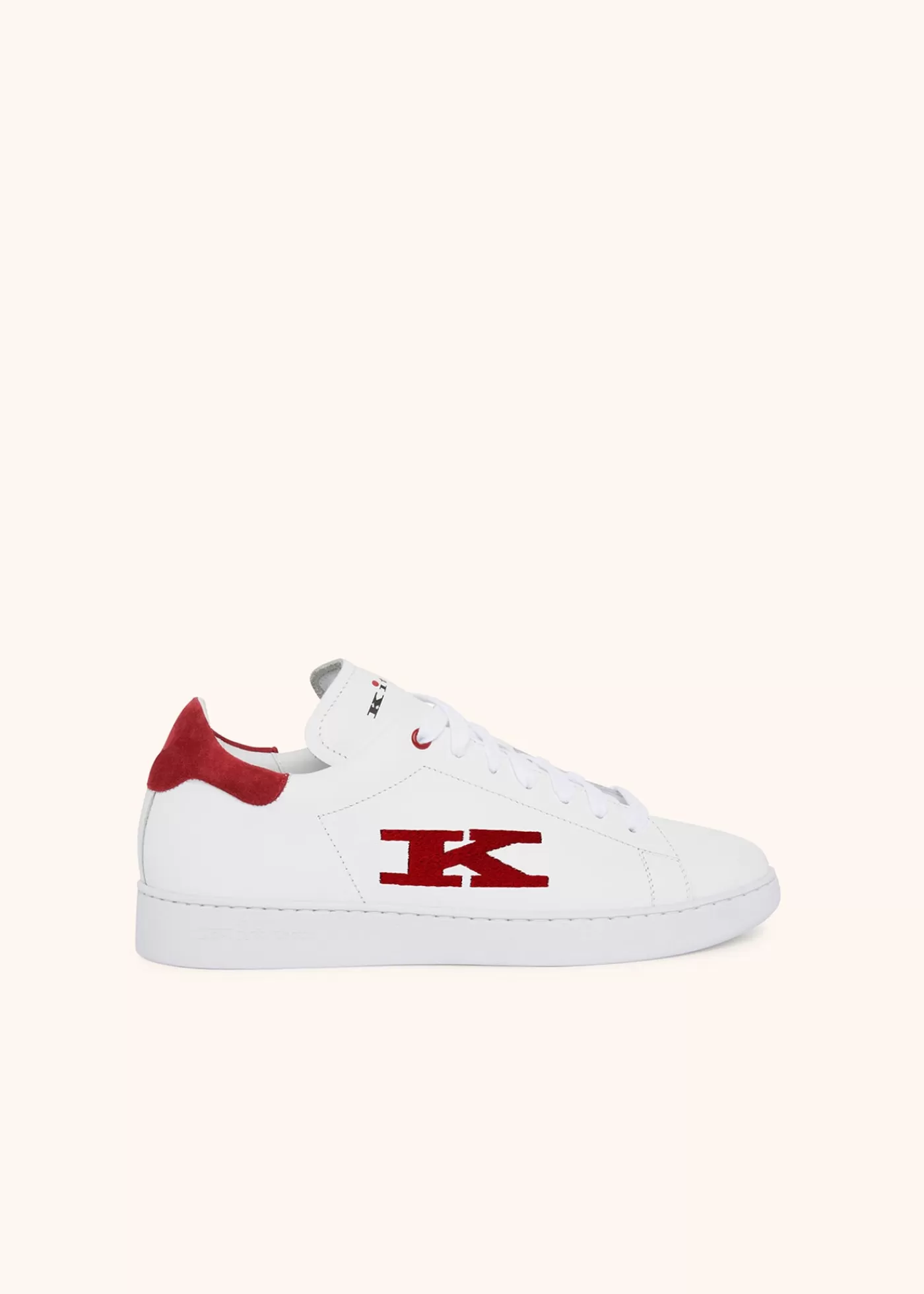 Schuhe-Kiton Sneakerschuh Kalbsleder Weiss/Rot