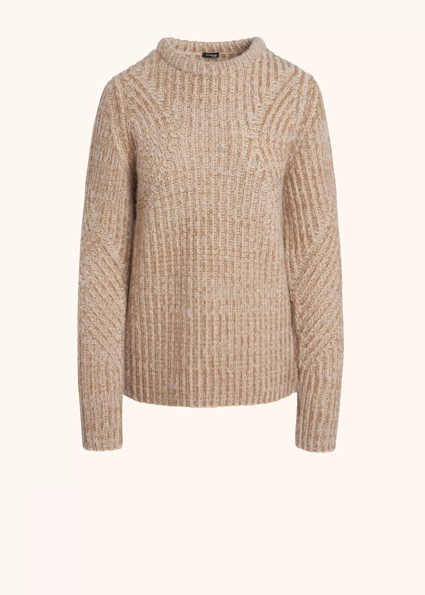 Strickwaren-Kiton Stehkragenpullover Kamel Beige