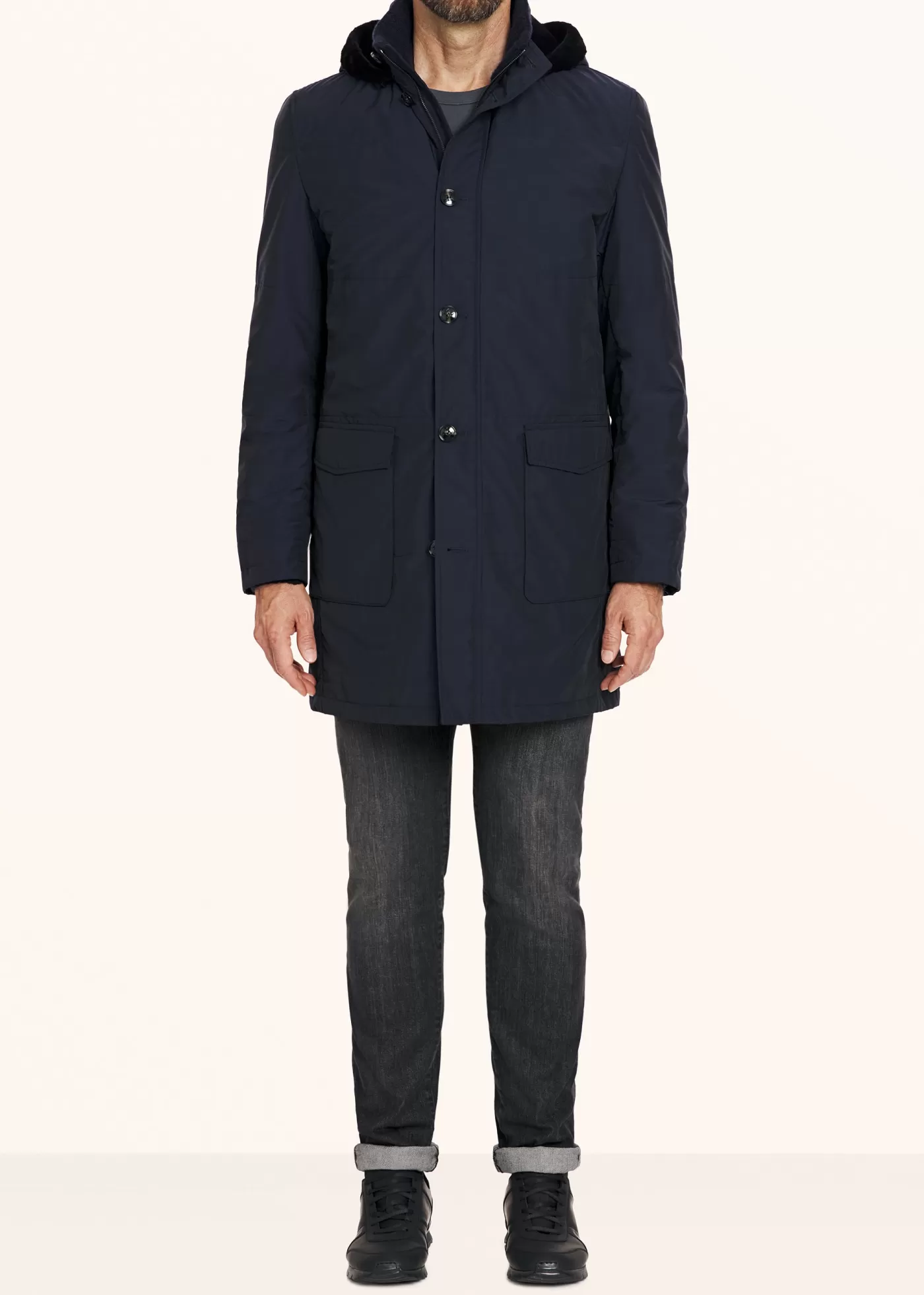 Outerwear-Kiton Winterjacke Schurwolle Navyblau